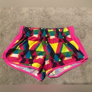 adidas Pink Multicolor Geometric Athletic Shorts